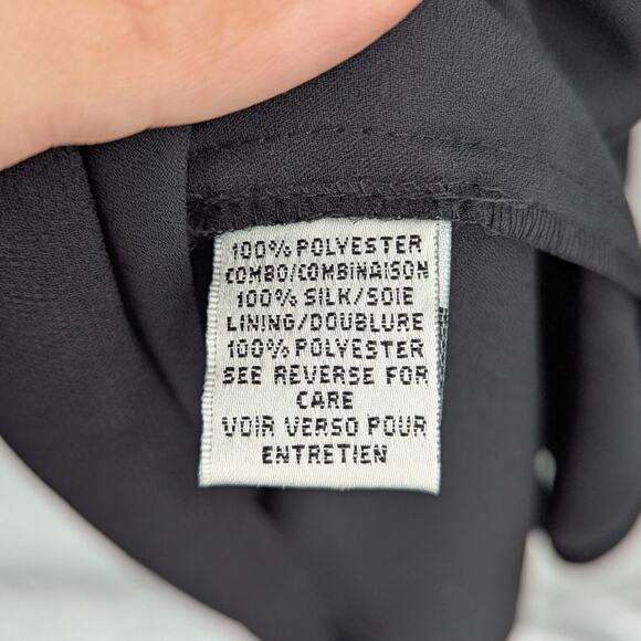 Talbots Petite Black Midi Dress Bow Neck Sleeveless Size 14P Korea Silk Accent - Picture 5 of 5